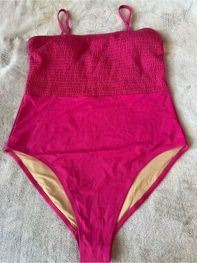Old Navy Hot Pink Smocked One-Piece Swimsuit